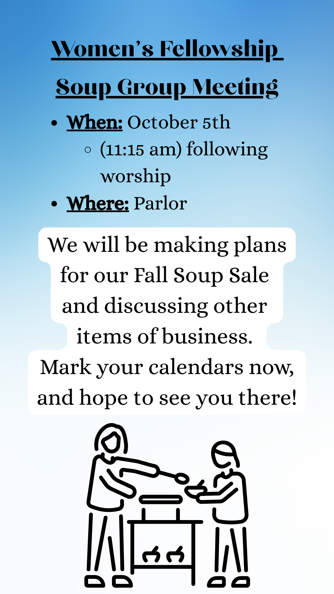 Women's Fellowship Soup Group Meeting 3.28.25 PM