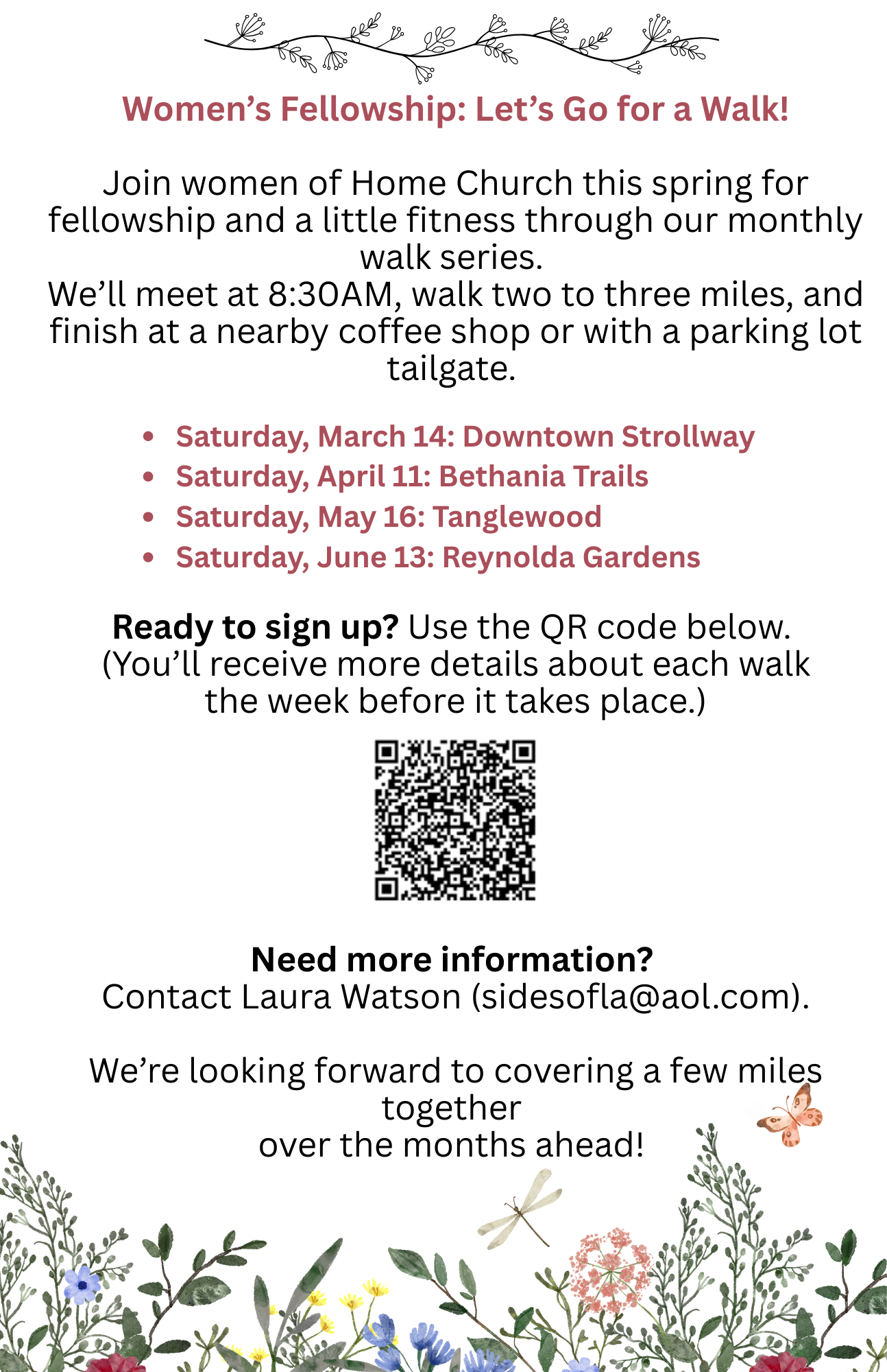 Women’s Fellowship SPRING 2026 Let’s Go for a Walk!